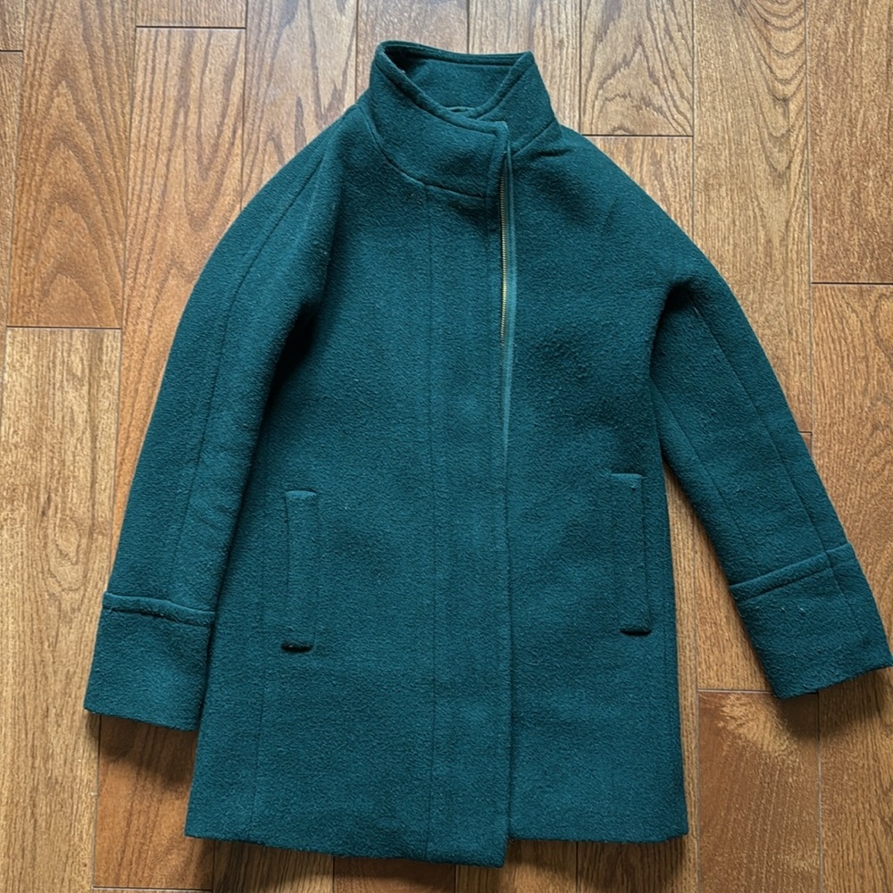 J. Crew - City Coat - Cocoon, Wool Blend, Deep Forest Green - Picture 5 of 6